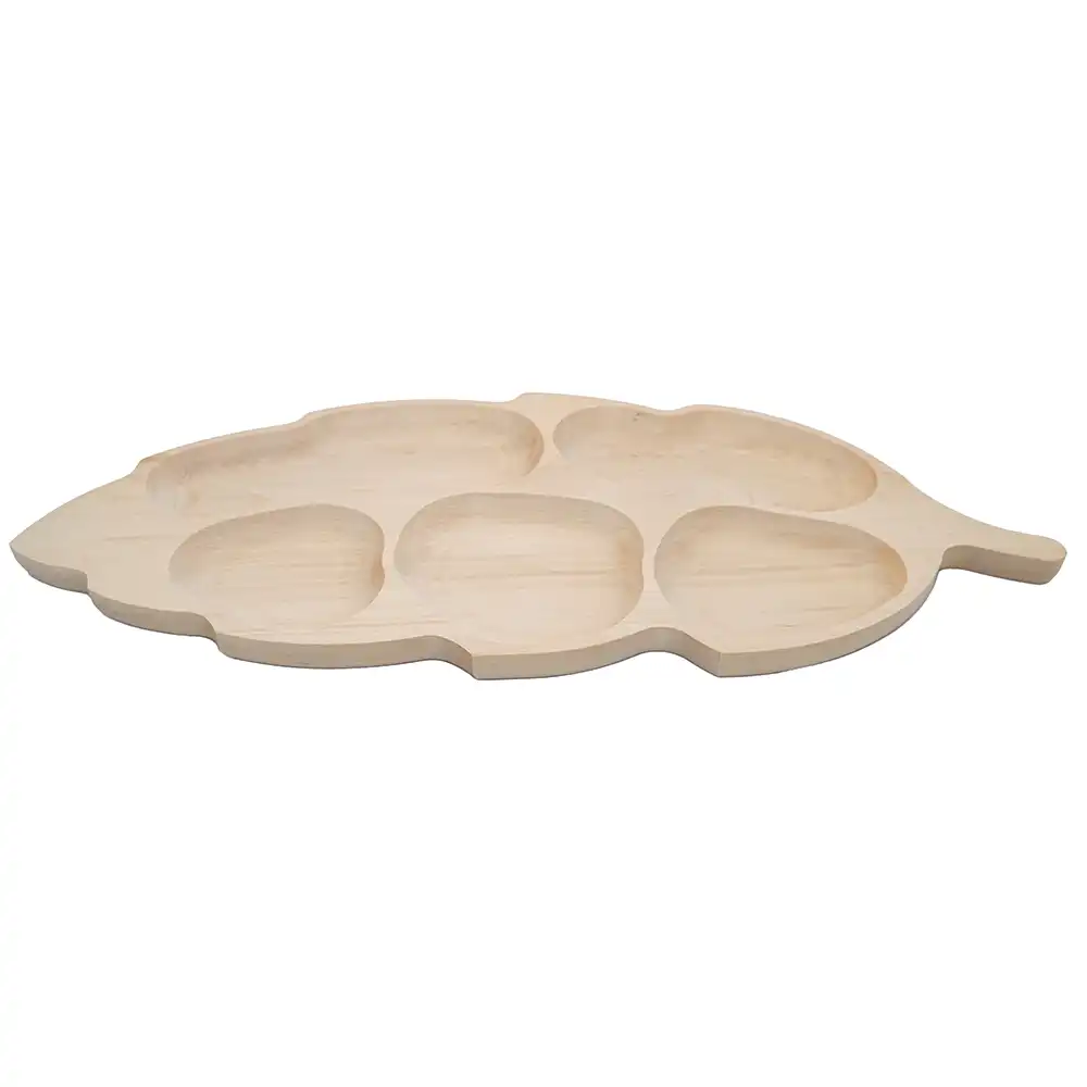 Platou frunza mare fag 5 compartimente 71x32cm - imagine 3