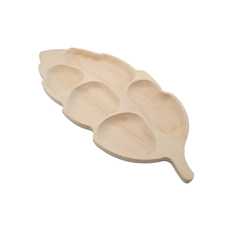 Platou frunza mare fag 5 compartimente 71x32cm
