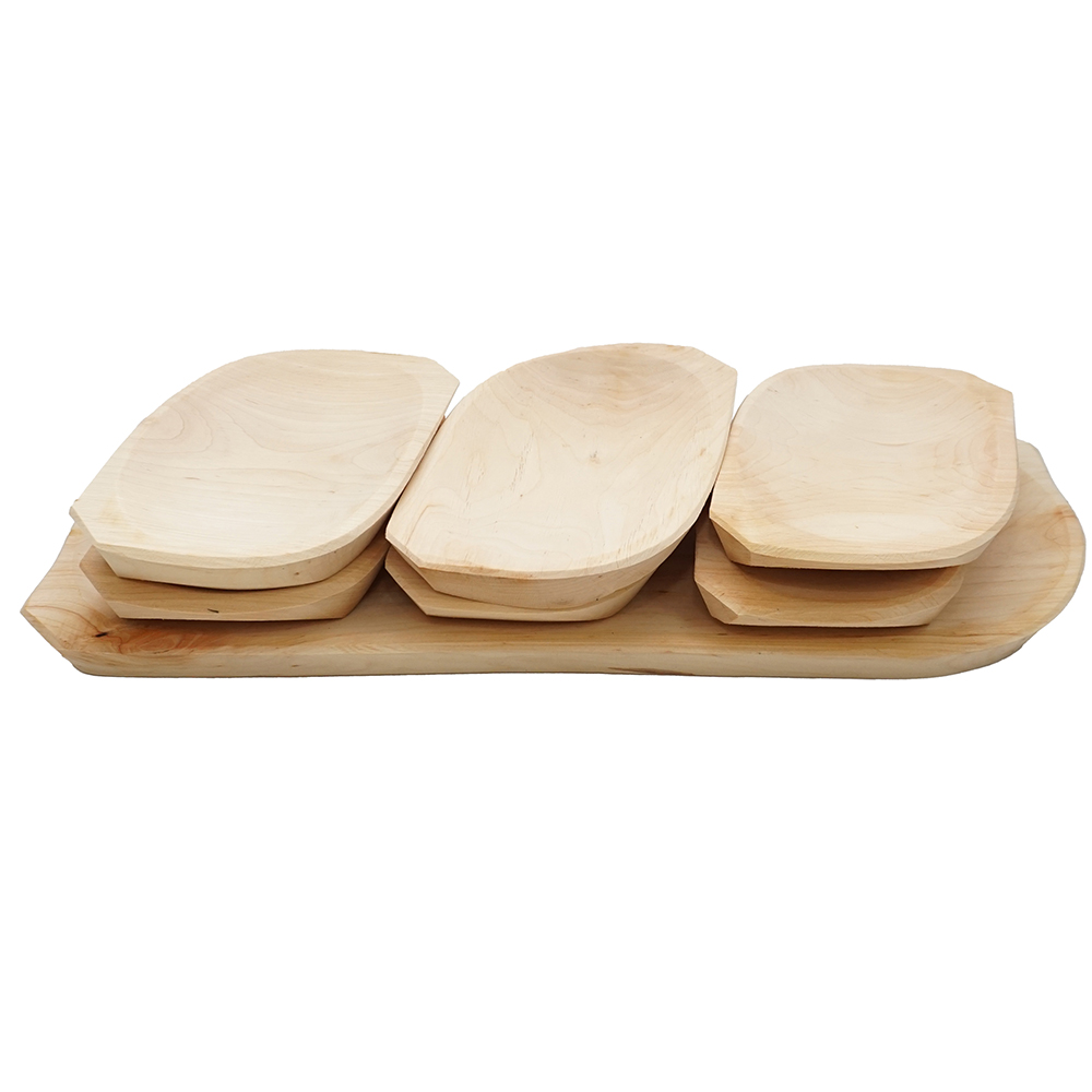Platou lemn de arin 6+1 50x20cm