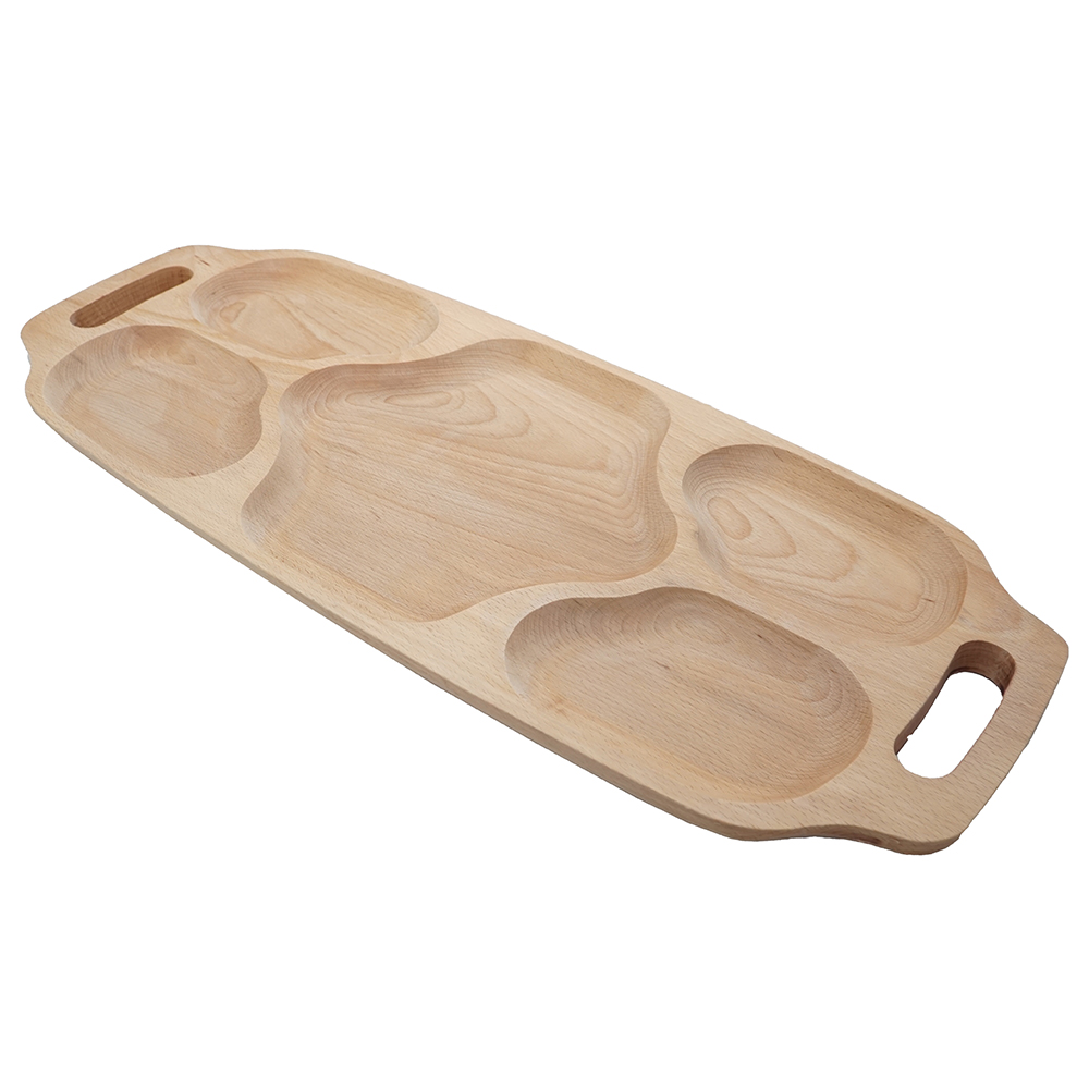 Platou din lemn cu 5 compartimente si manere 70x30cm - imagine 2