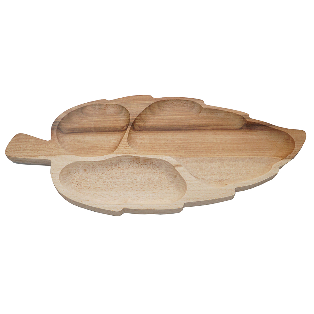 Platou frunza adanca fag 3 compartimente 45x26cm - imagine 2