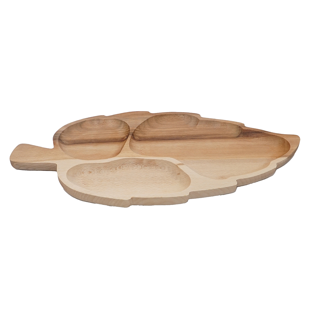 Platou frunza adanca fag 3 compartimente 45x26cm - imagine 3