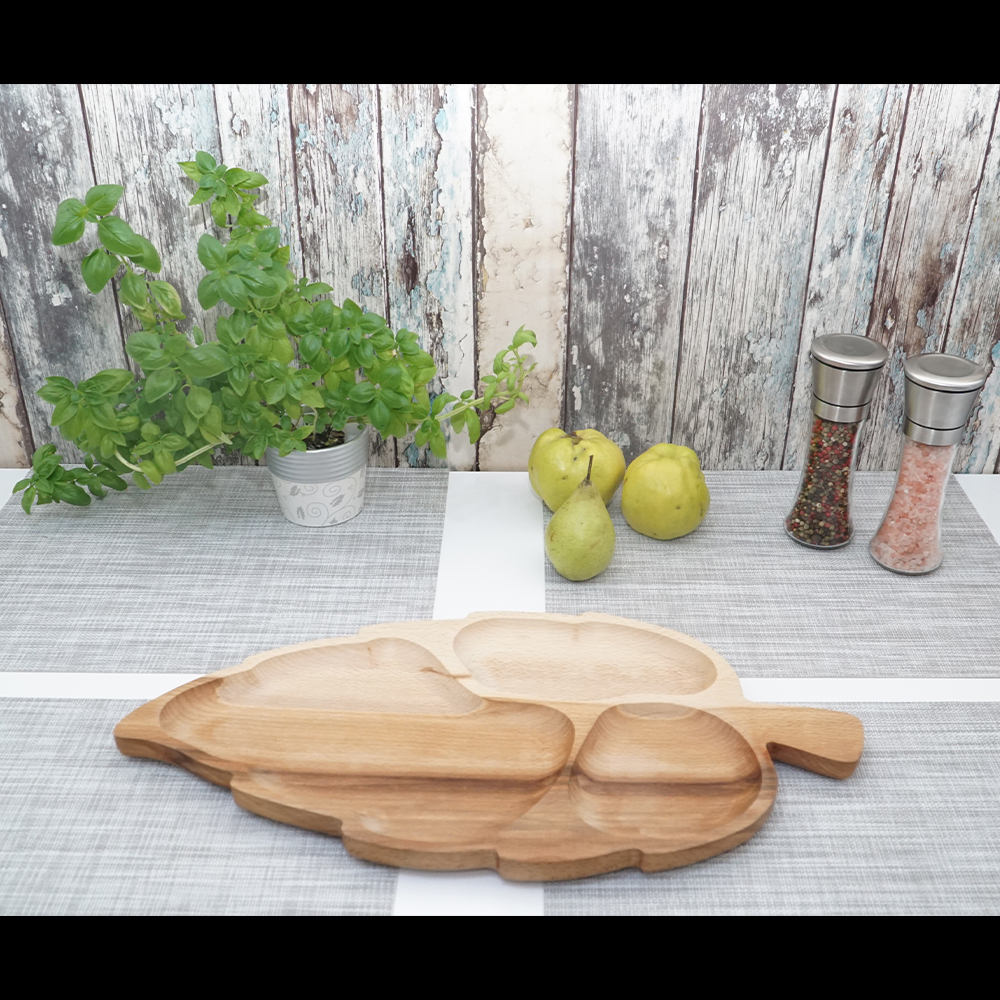 Platou frunza adanca fag 3 compartimente 45x26cm - imagine 4