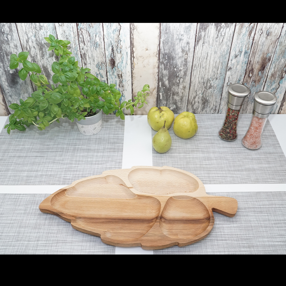 Platou frunza adanca fag 3 compartimente 45x26cm - imagine 6