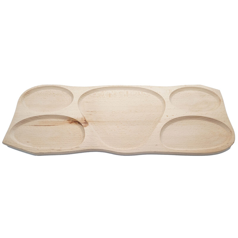 Platou lemn cu 5 compartimente 63x25cm