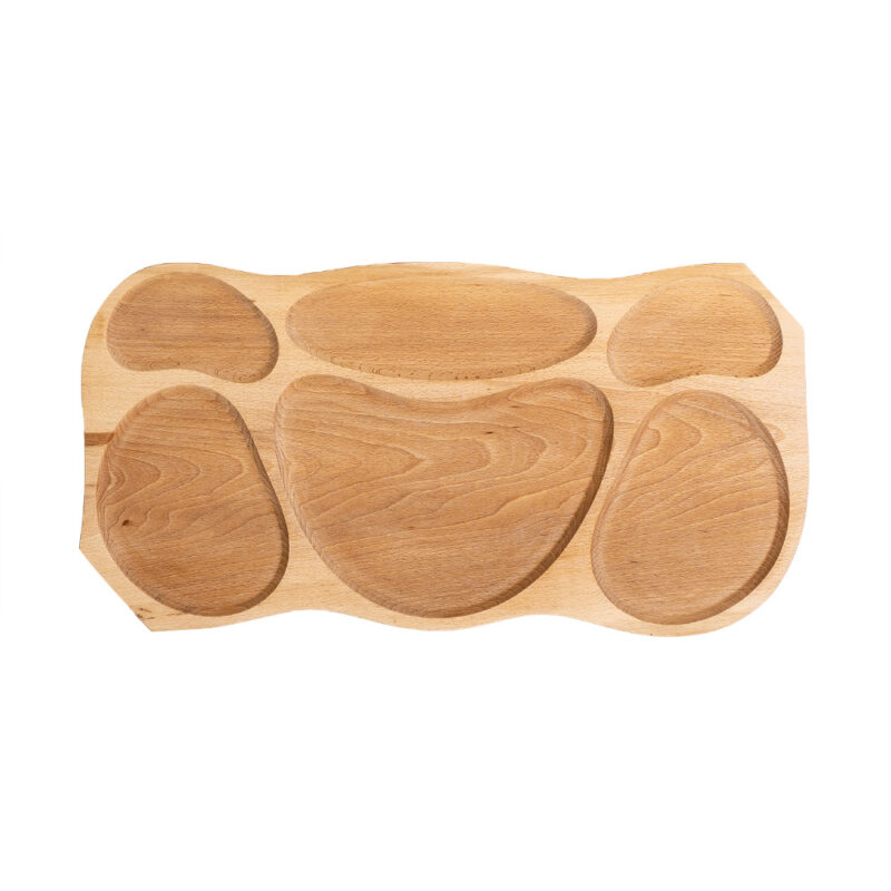 Platou lemn cu 6 compartimente 68x34cm