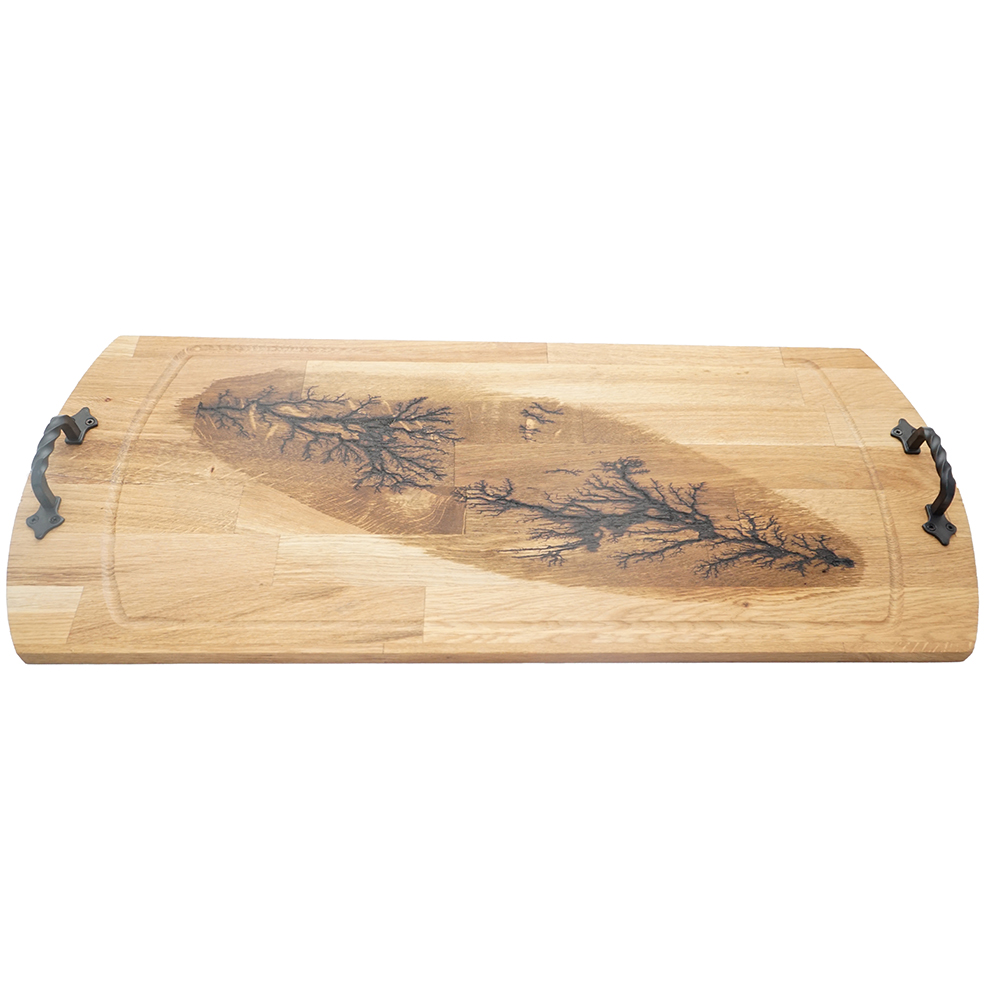 Platou rustic cu manere fier forjat 68x29cm