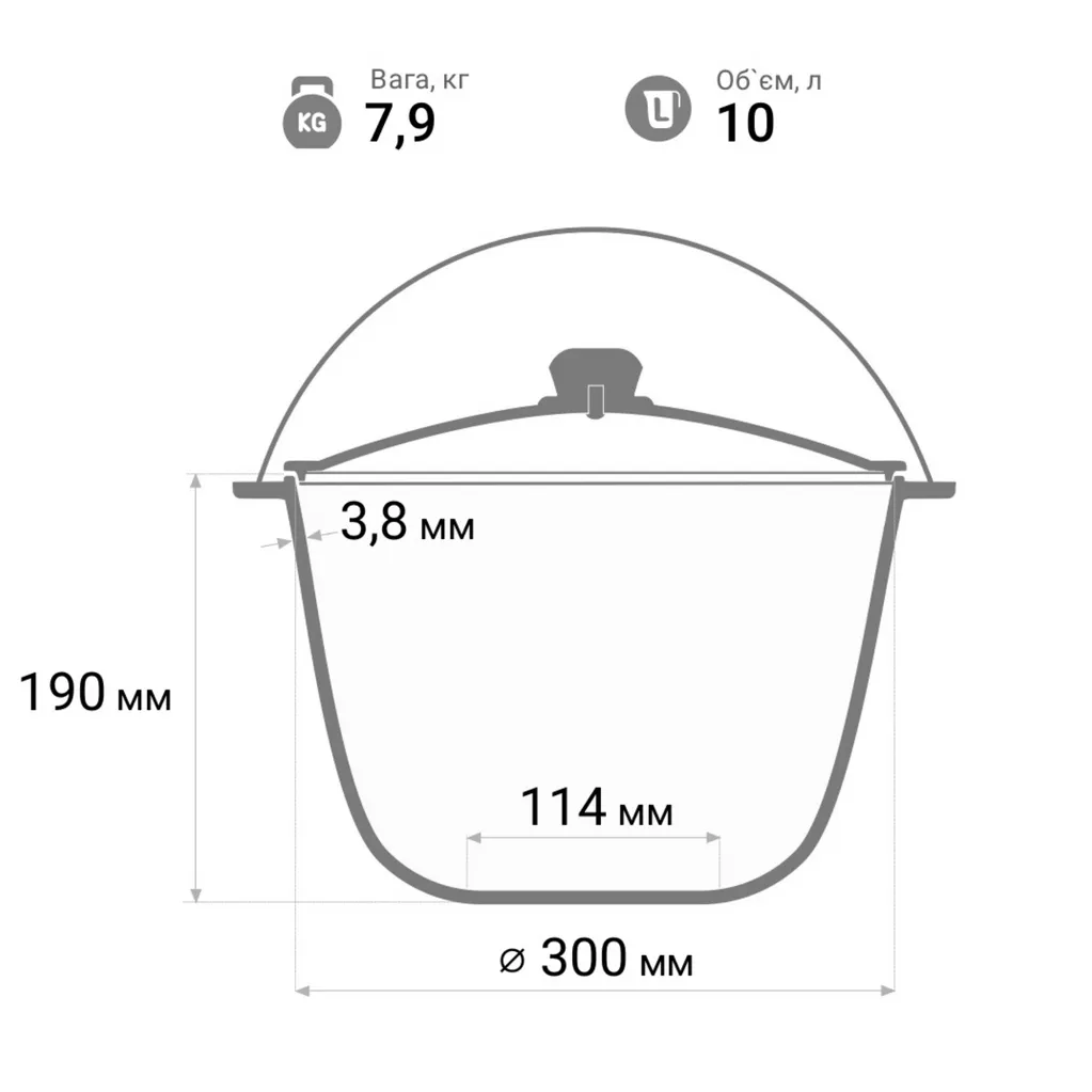 Ceaun din fonta, cu capac 10L - imagine 4