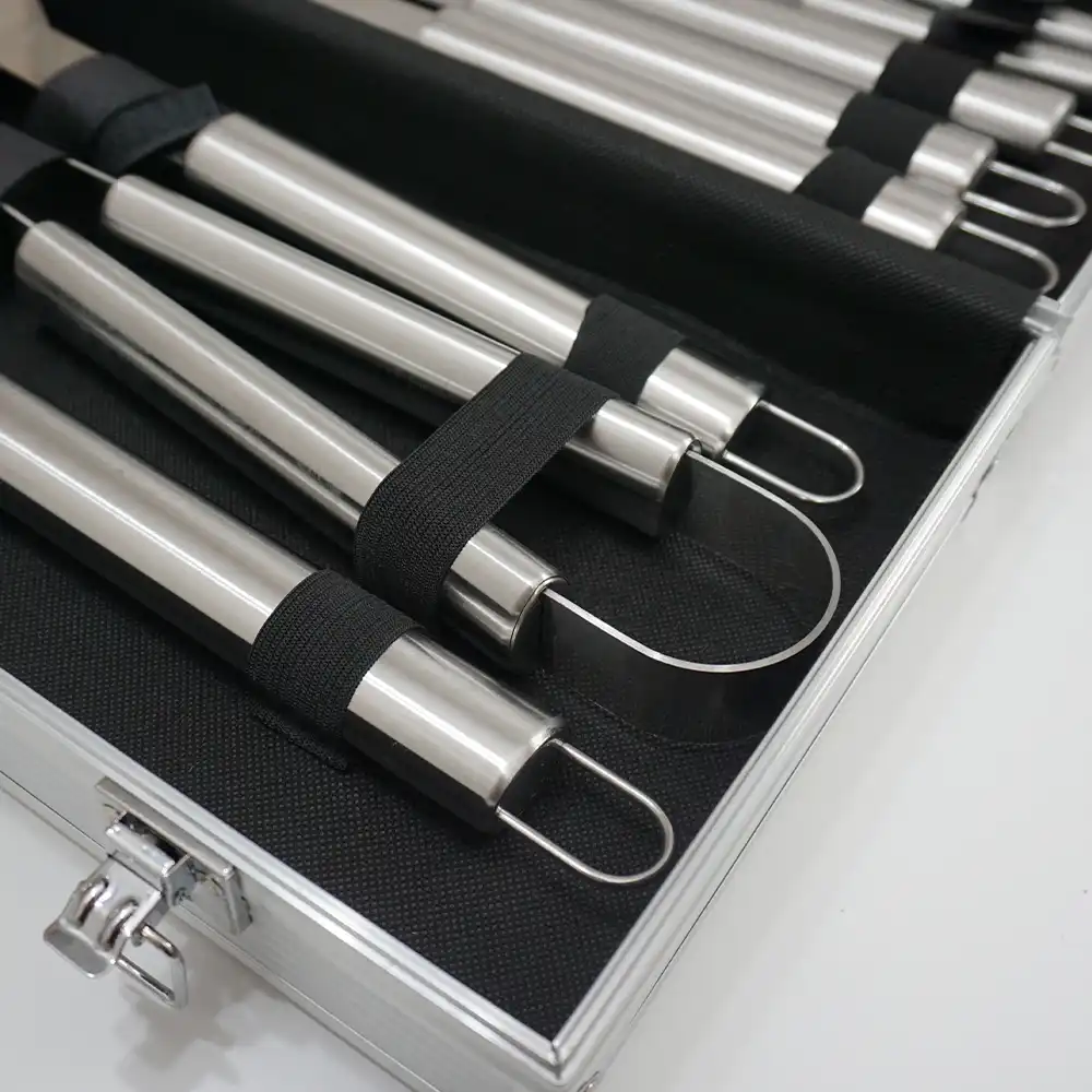 Set ustensile gratar, cu diplomat din aluminiu 10 Pcs - imagine 3