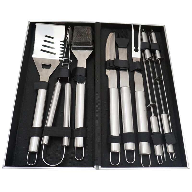 Set ustensile gratar, cu diplomat din aluminiu 10 Pcs