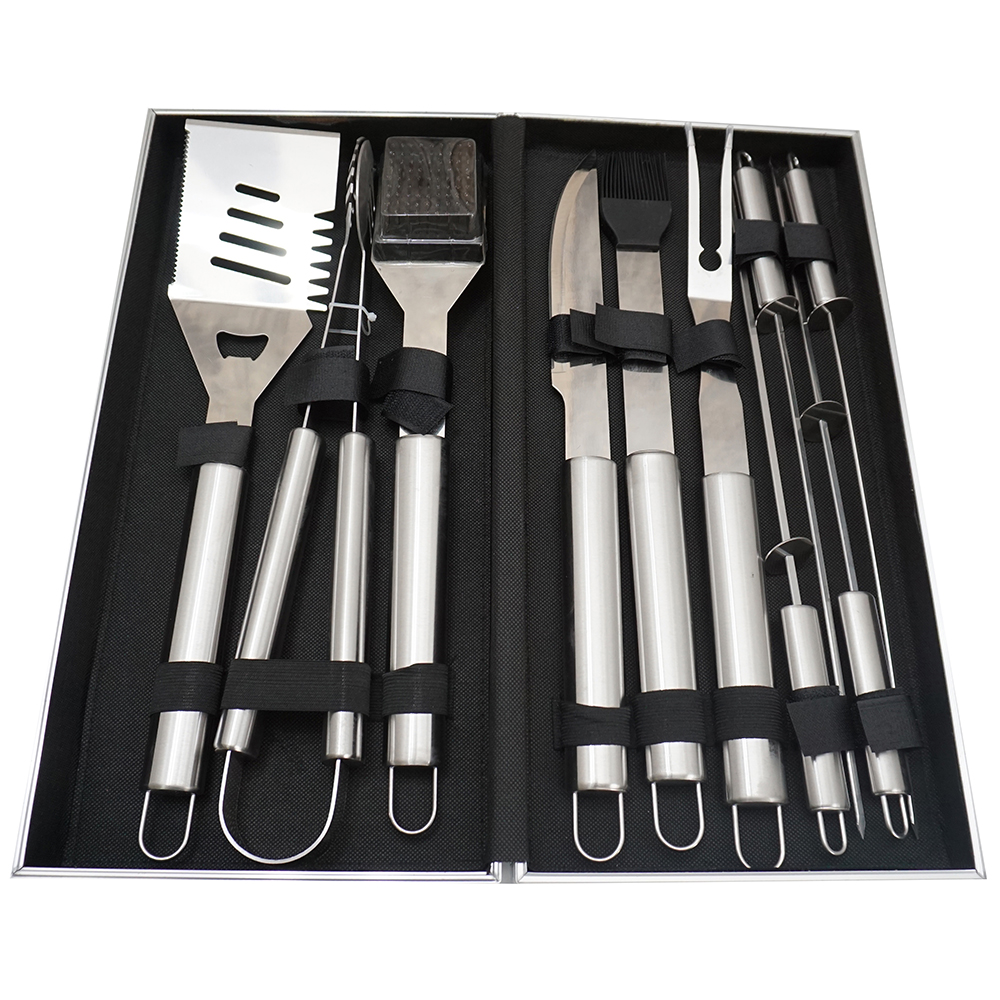 Set ustensile gratar, cu diplomat din aluminiu 10 Pcs