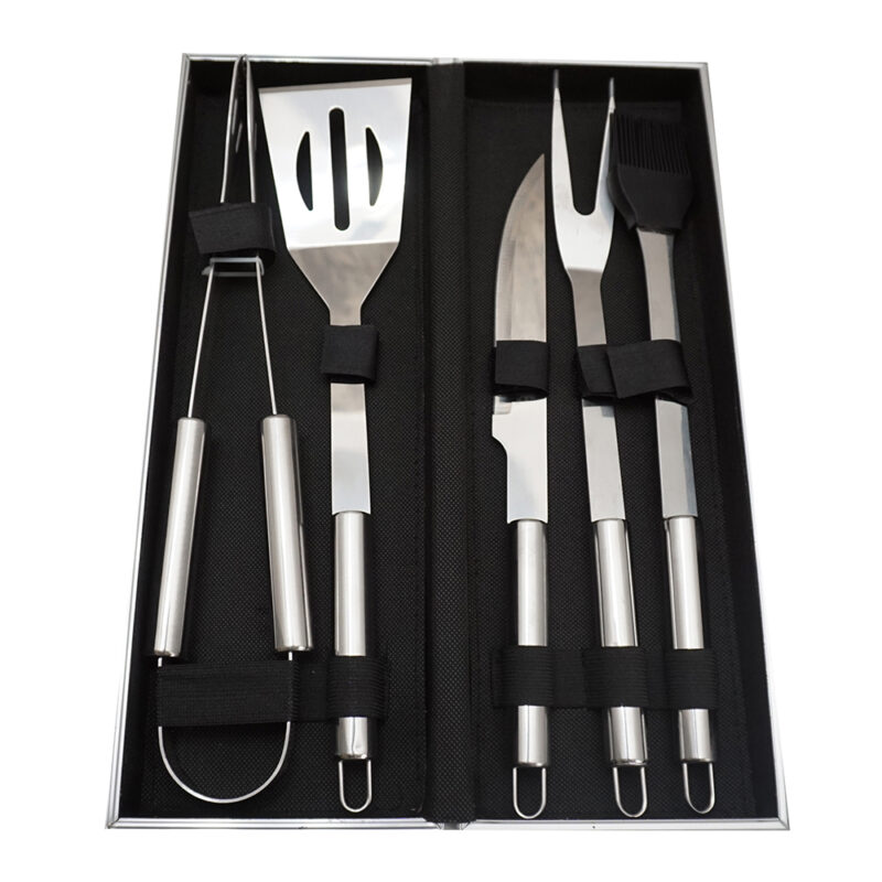 Set ustensile gratar, cu diplomat din aluminiu 5 Pcs