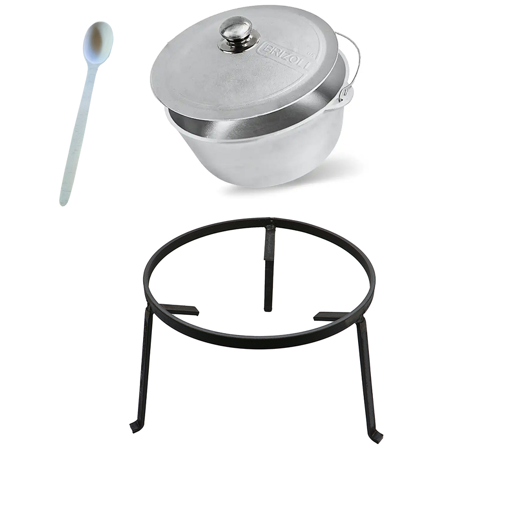 Pachet Ceaun Aluminiu cu capac 10L + Pirostrie + Lingura