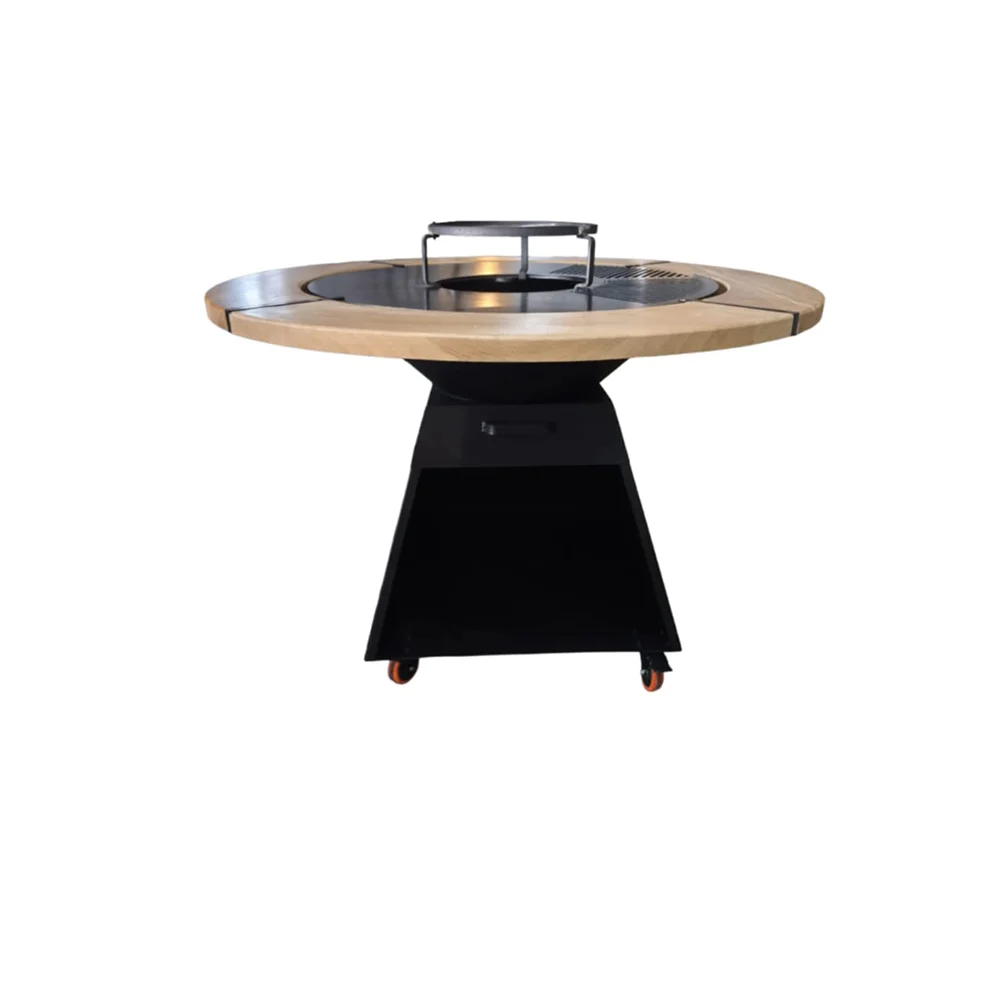 Gratar cu plita rotunda cu margine de lemn 650mm